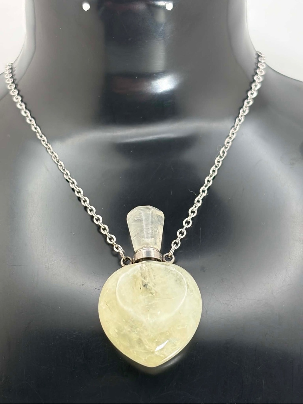 Yellow Crystal Heart Bottle Necklace